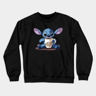 Cute Stich with coffee Crewneck Sweatshirt